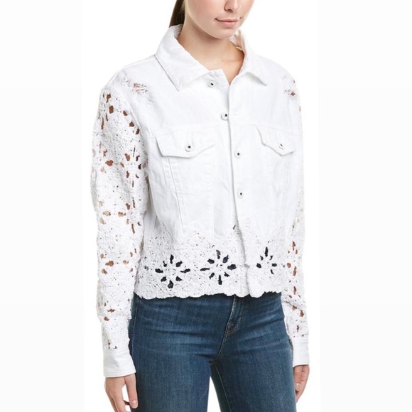 Jonathan Simkhai White Macrame Crochet Button Down Jacket - Picture 2 of 16